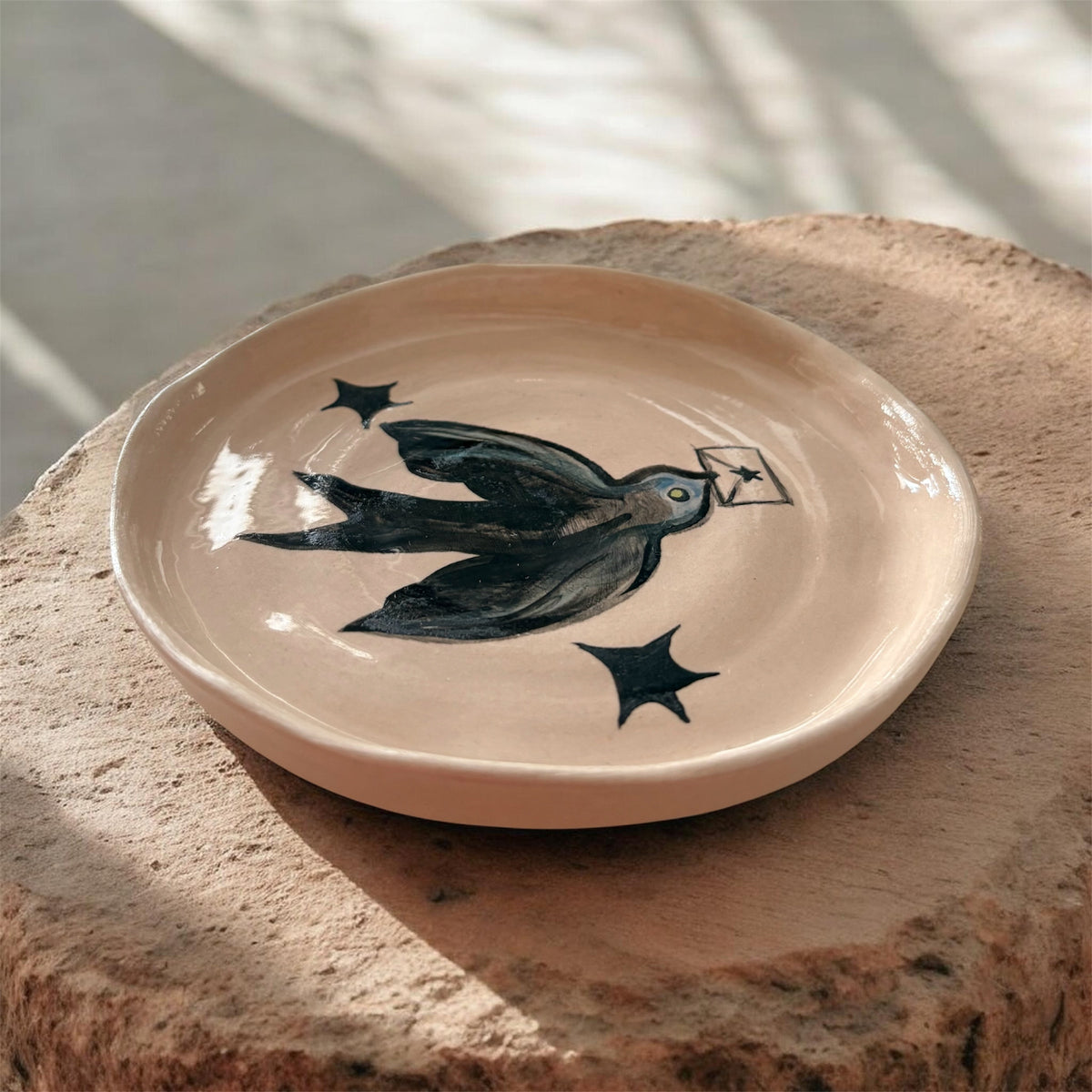 Handmade Ceramic Swallow Trinket Dish – Decorative Jewelry Holder, 13 cm
