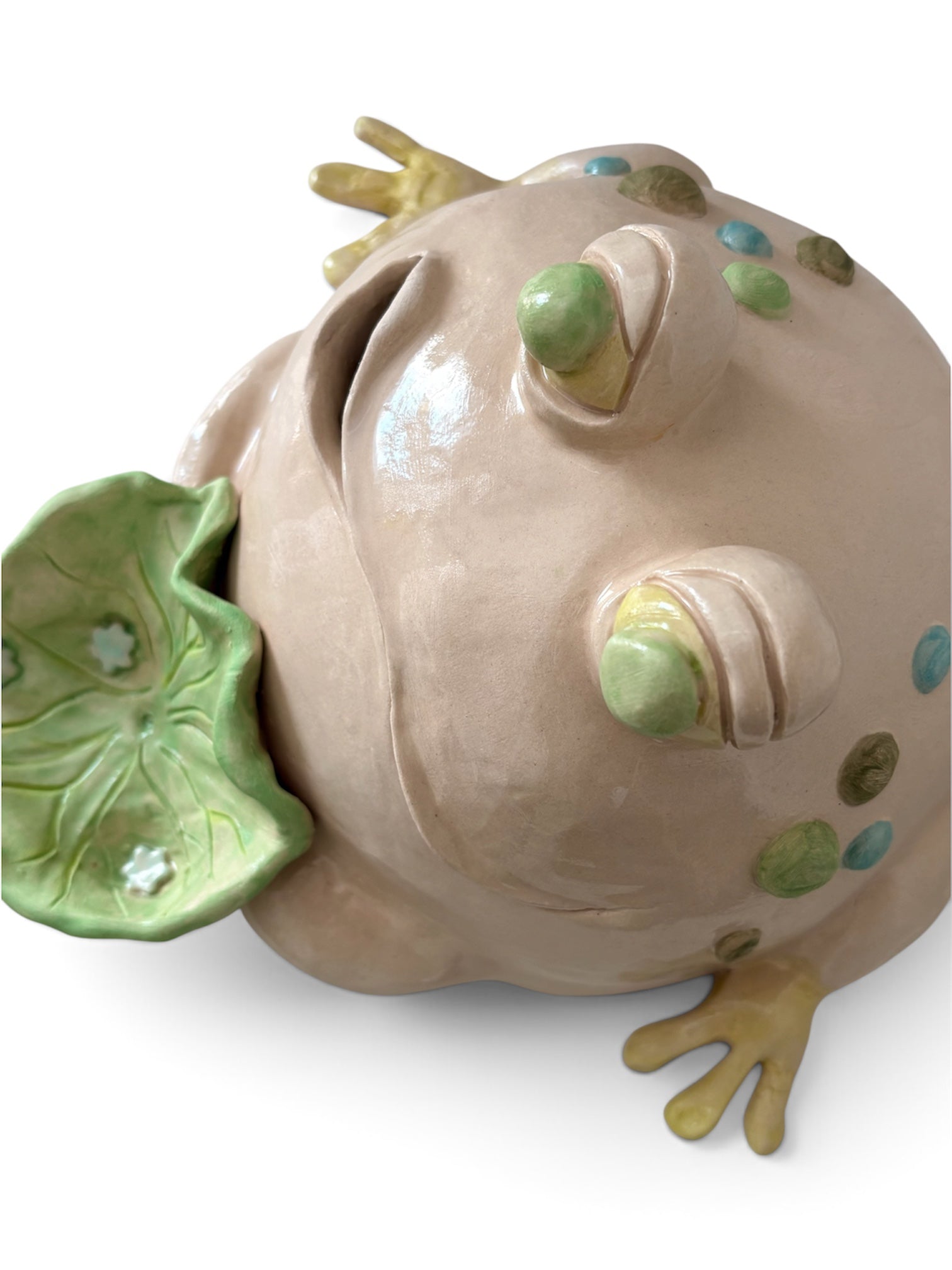 Handmade Ceramic Lucky Frog Coin & Trinket Dish – Decorative Jewelry Holder, 29×13 cm